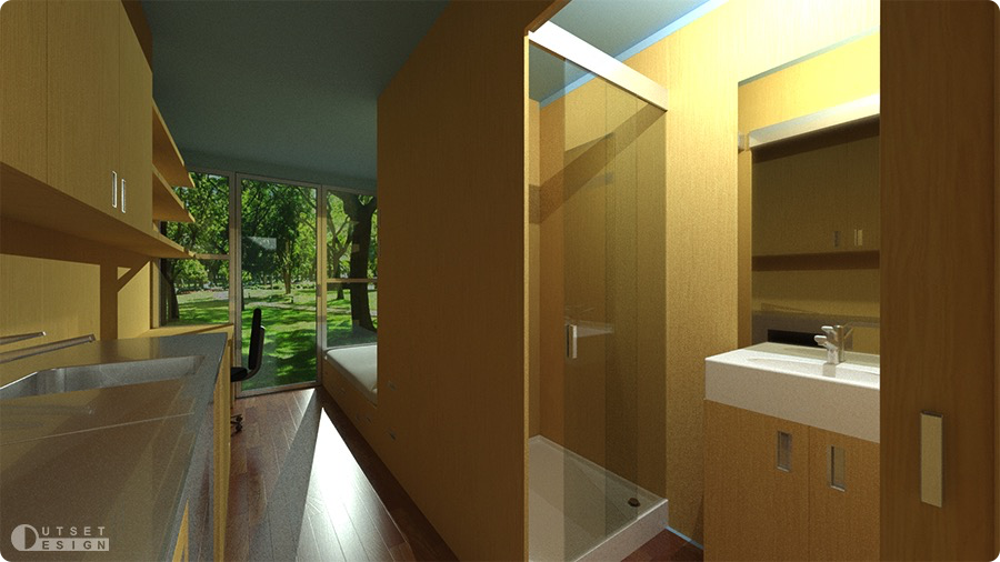 Outset Design Minimum housing container AutoCAD 3D render 1