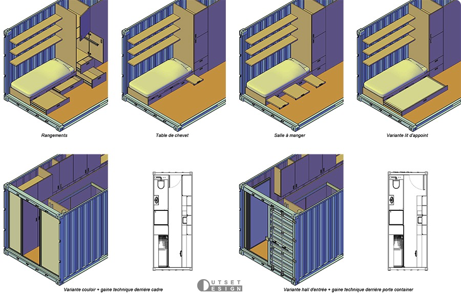 Outset Design Minimum housing container Variants