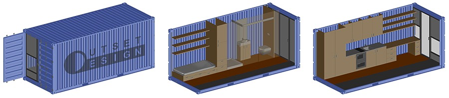 Outset Design Minimum housing container AutoCAD 3D Isometric render