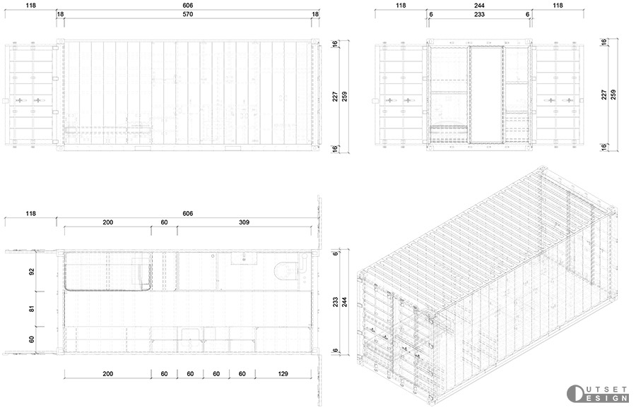 Outset Design Minimum housing container AutoCAD 3D Blueprints
