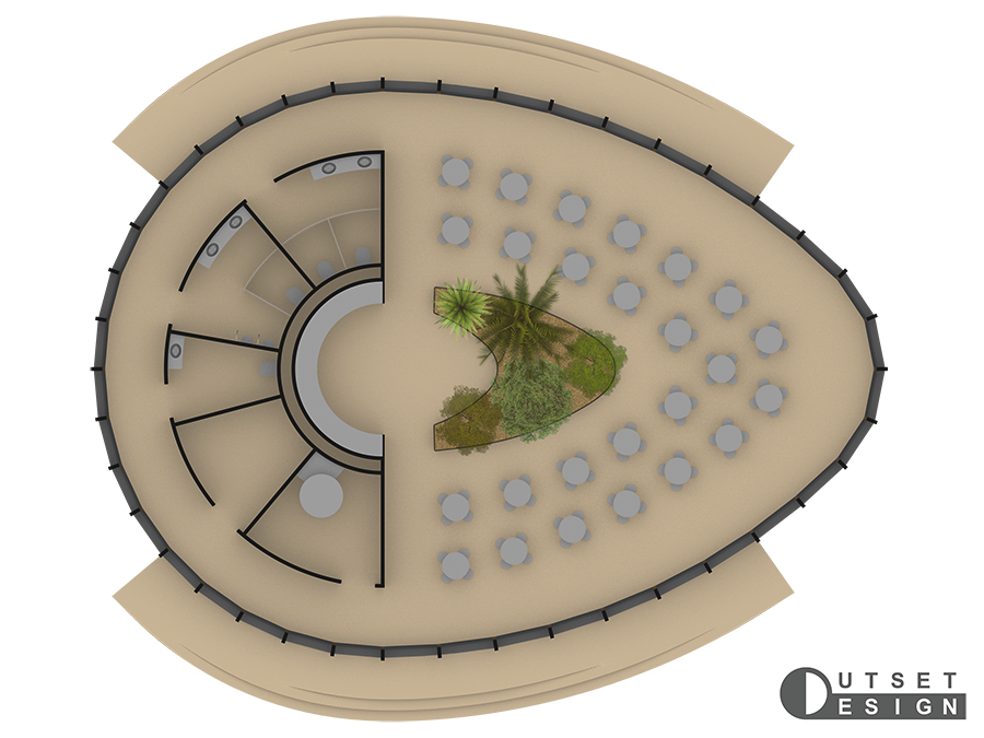 Outset Design Pebble Urban Oasis temporary Rest Area Blueprint orthographic top view